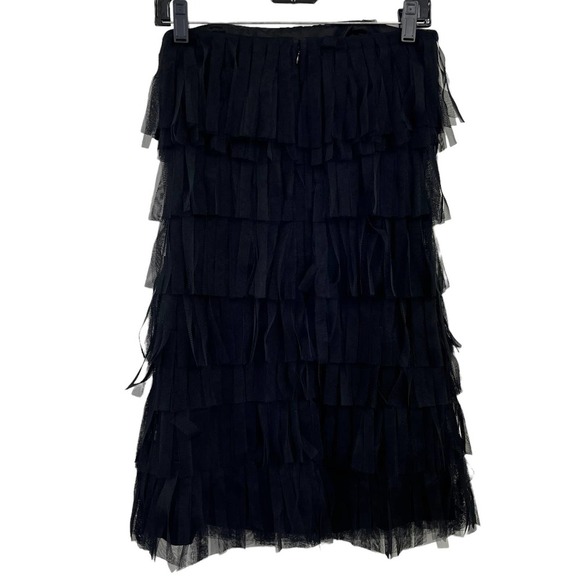 Ann Taylor Black Fringe Tiered Corset Strapless Dress 2 - Picture 5 of 6